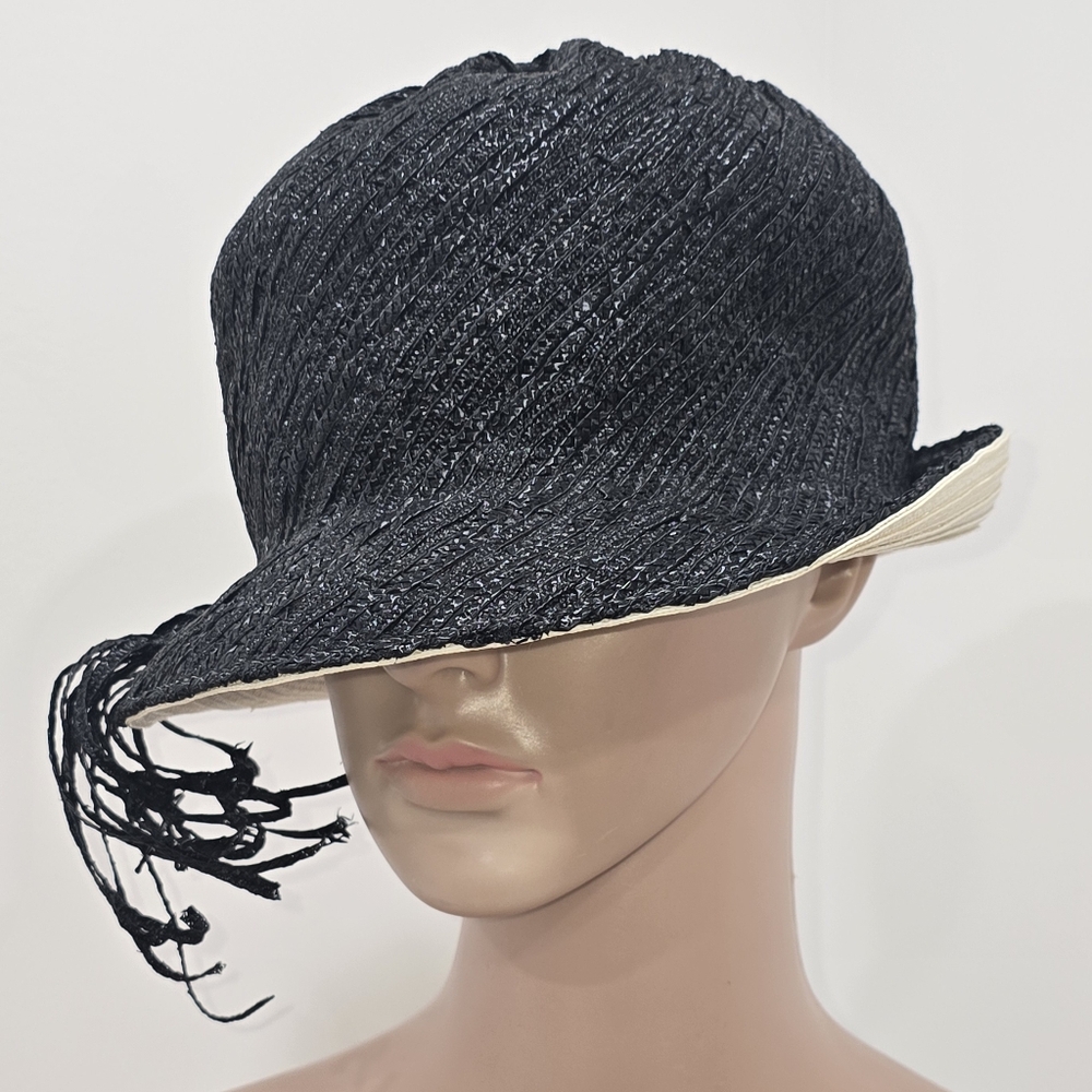 Vintage 1960s Yves Saint Laurent Paris - New York Woven/Straw Statement Hat - Picture 3 of 12